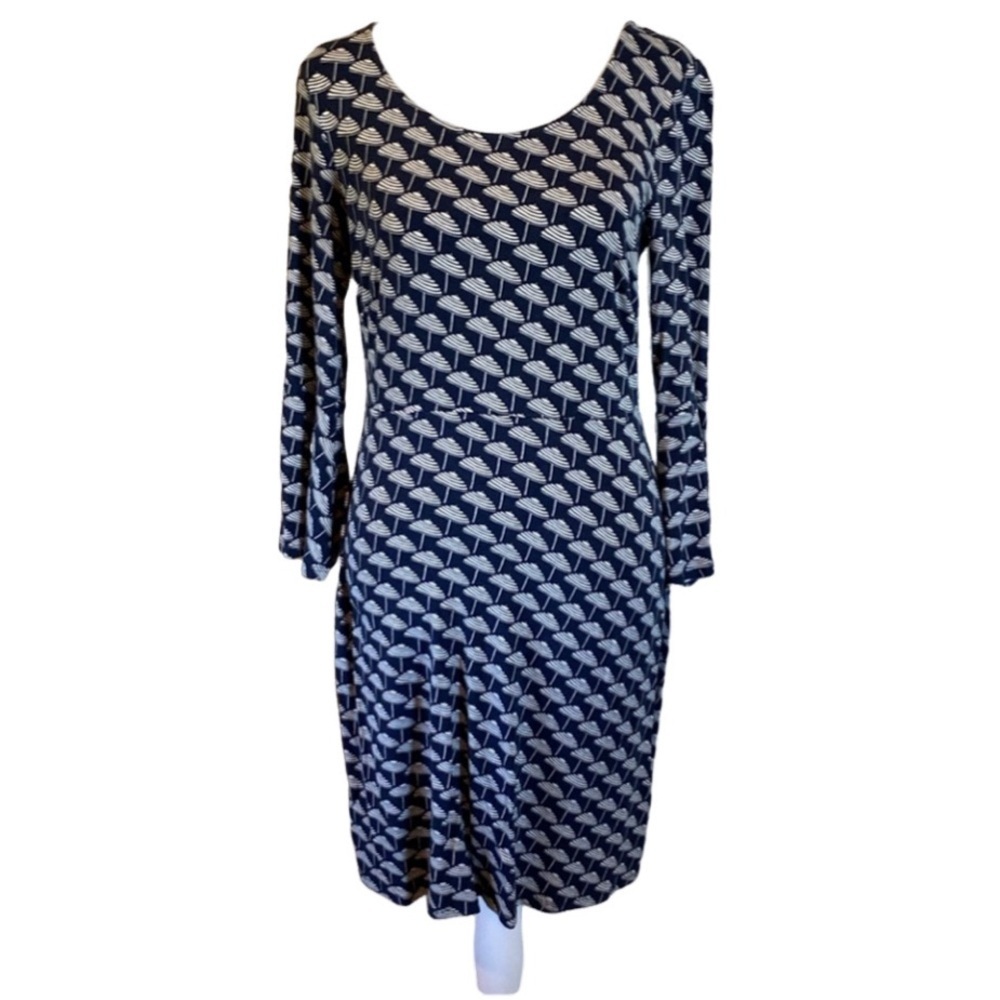 Boden Miriam Jersey Tunic Dress. Size 6. Blue & White Parasol Umbrella Print.